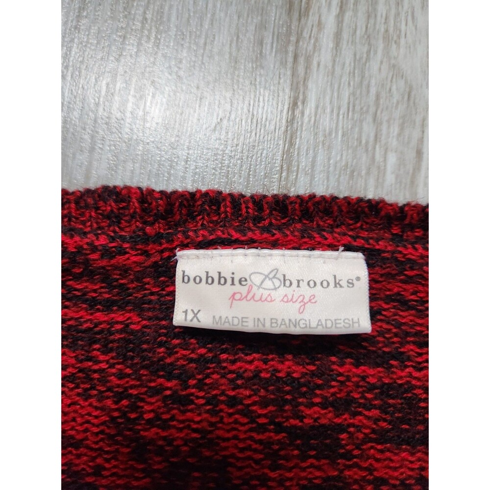 Bobbie & Brooks Knit Sweater Dress Red Black Handkerchief Hem Plus Sz 1X EUC - Picture 4 of 9